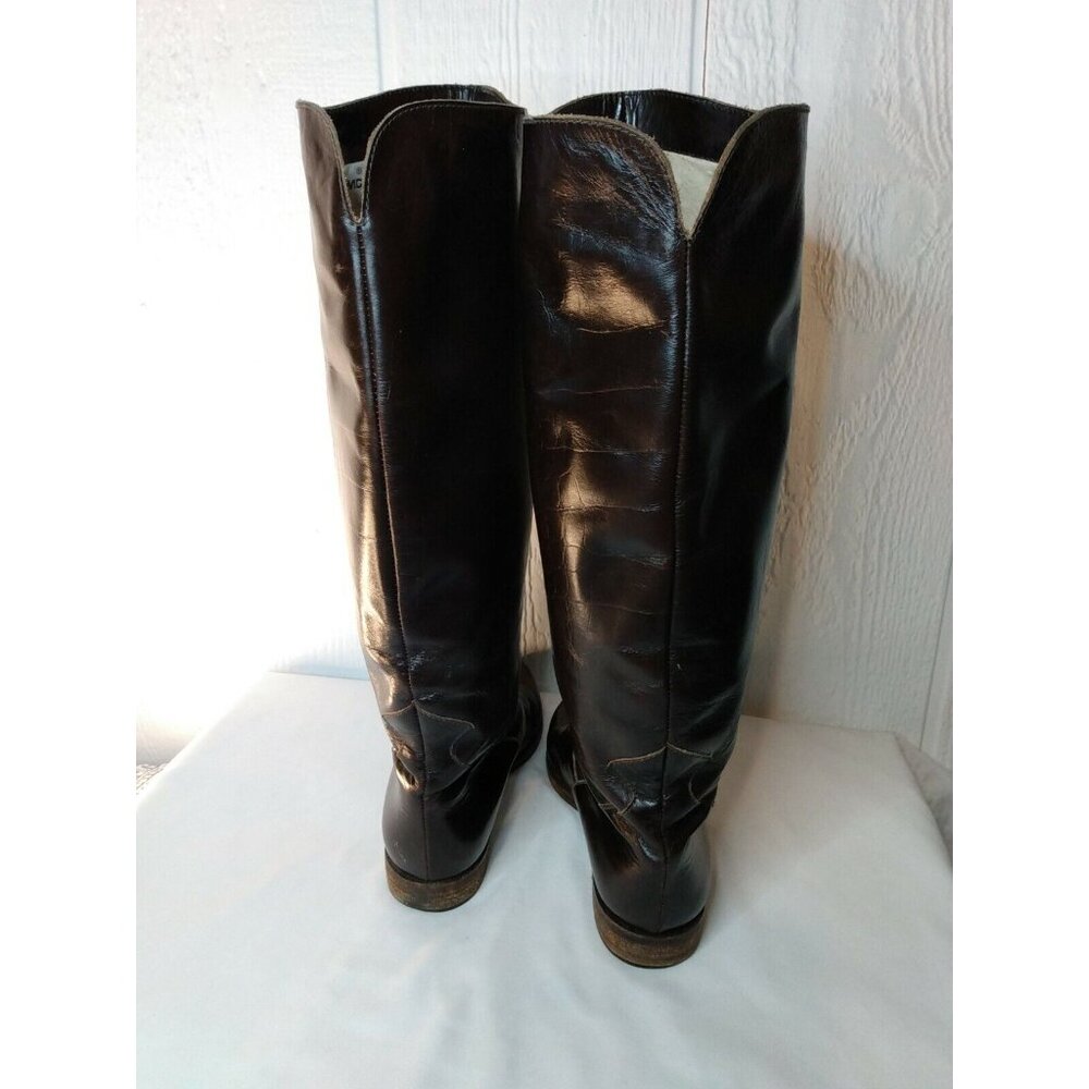 Charles David Women's Sz 7 B Brown Leather Riding Boots Vibram Soles FLAWS - Picture 4 of 12